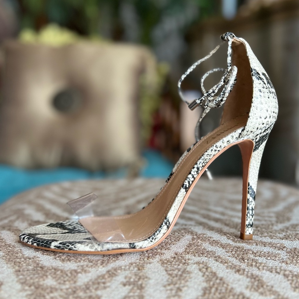 Sandals leather clear heels